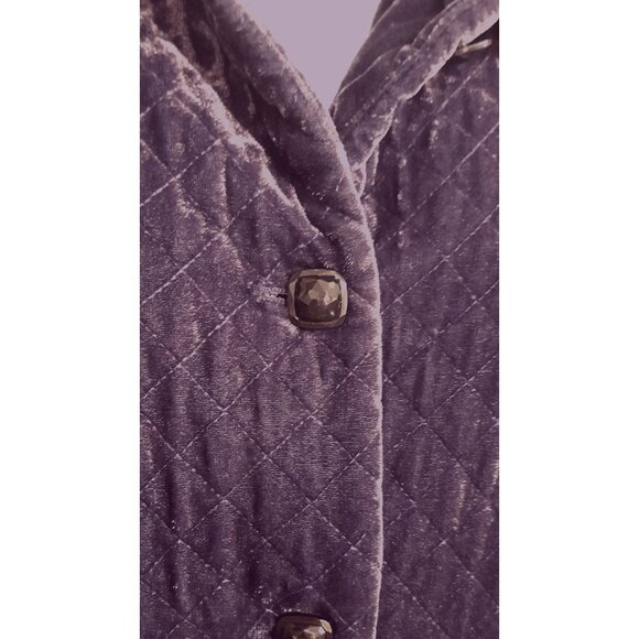 Vintage Womens Quilted Velour Jacket 18W Purple Button Front Lined - Picture 3 of 5